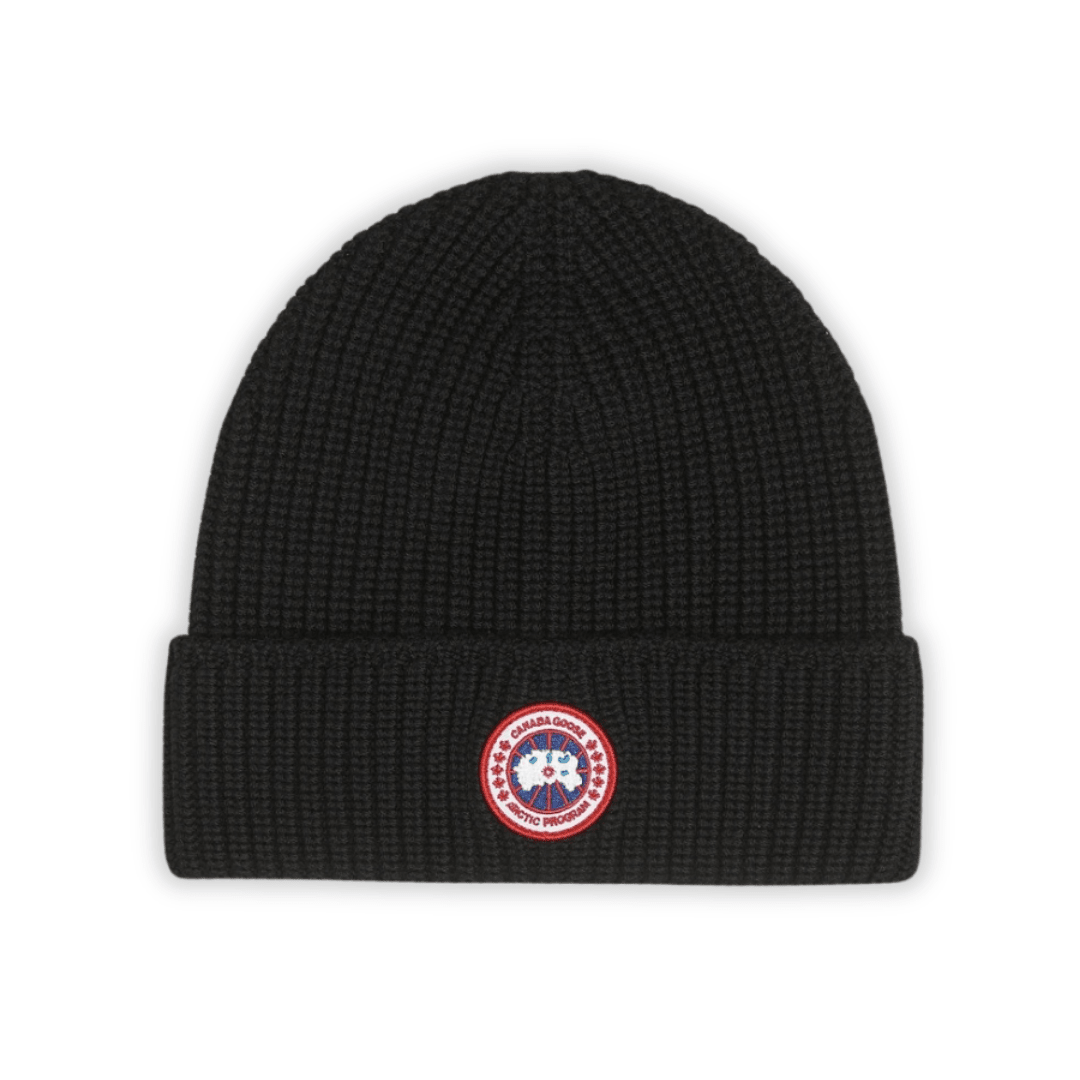 Goose Black Ribbed Beanie